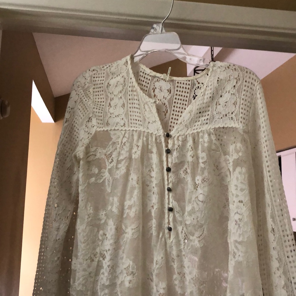 Anthropology floral lace blouse.